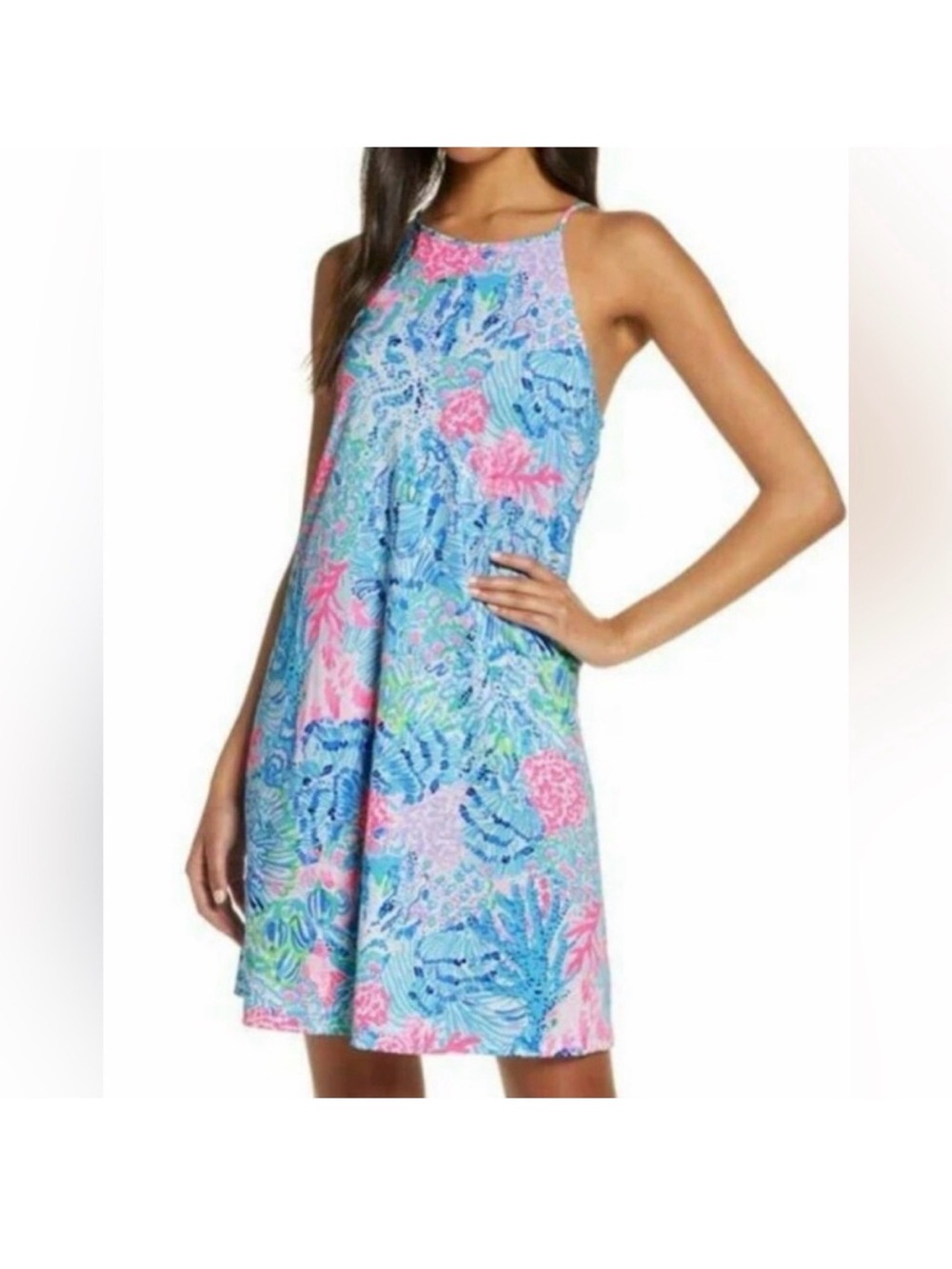 Lilly Pulitzer Margot Swing Dress Sink or Swim Print Pima Cotton Extra Small